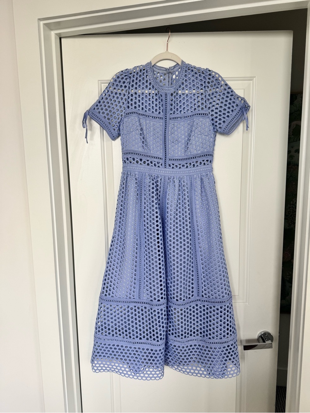 Self-Portrait GUIPURE LACE MIDI DRESS - LILAC - Picture 5 of 9